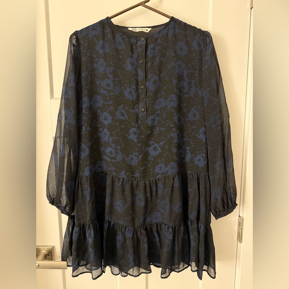 Zara Blue and Black Mini Dress
